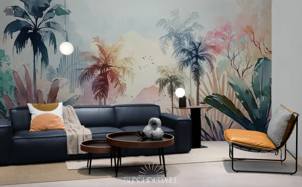 Papier Peint Vintage - Forêt Tropicale De Palmiers