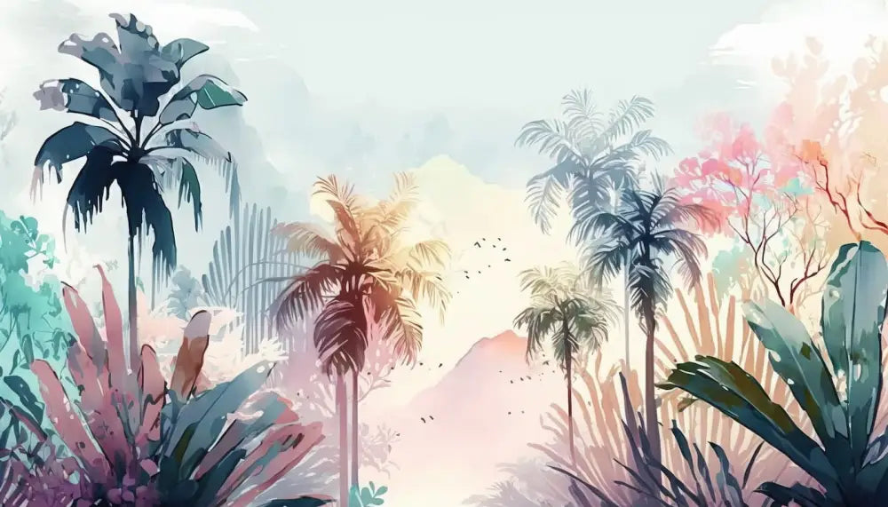 Papier Peint Vintage - Forêt Tropicale De Palmiers