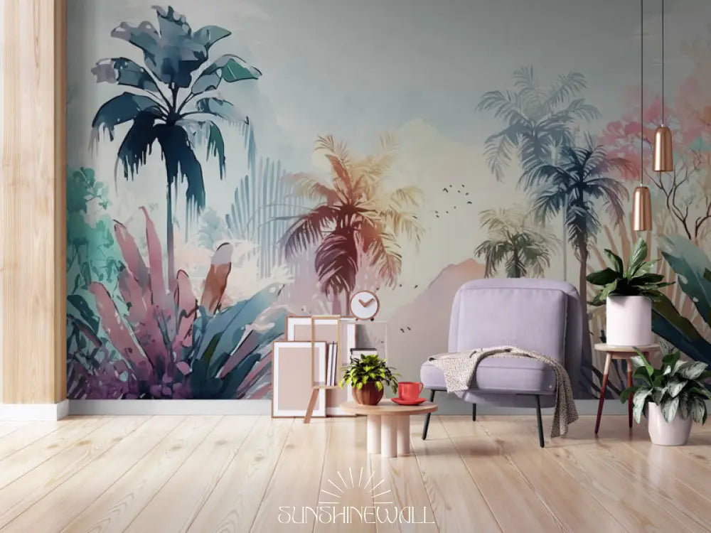 Papier Peint Vintage - Forêt Tropicale De Palmiers