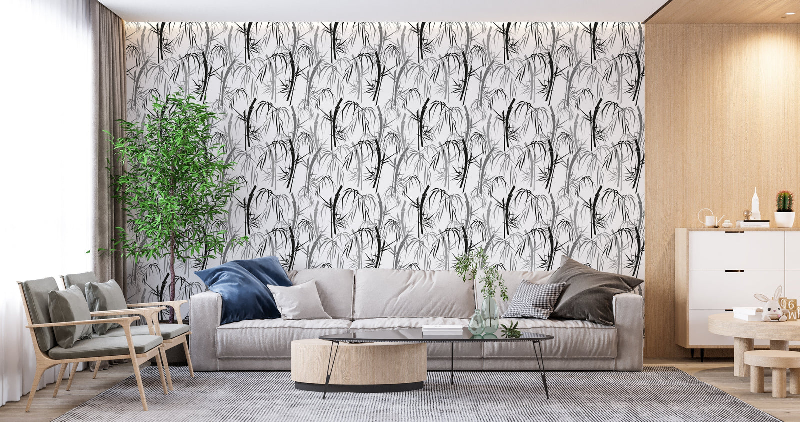 Black and White Wallpaper - Elegant Bamboos
