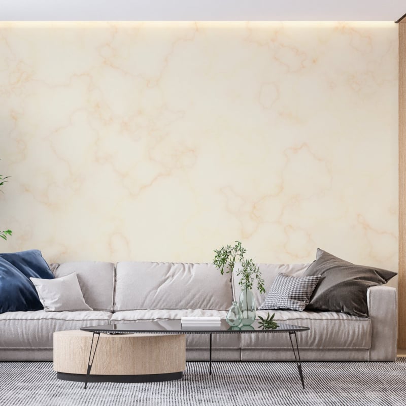 Papier Peint Pierre - Marbre Blanc aux Veines Dorées
