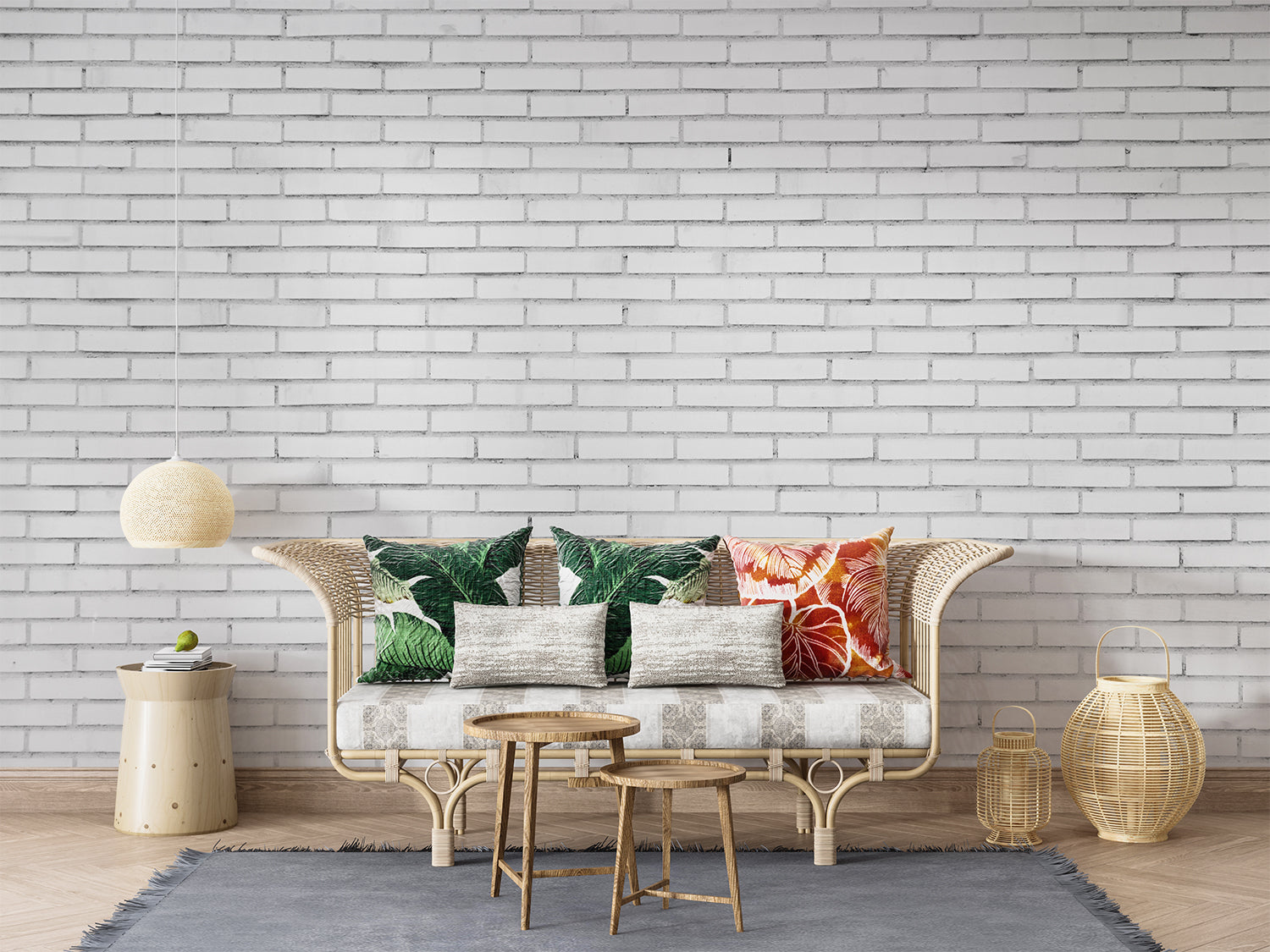 White and Grey Brick Wallpaper