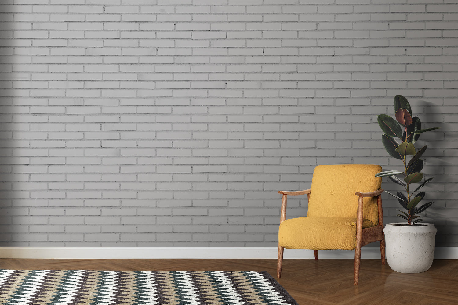 White and Grey Brick Wallpaper