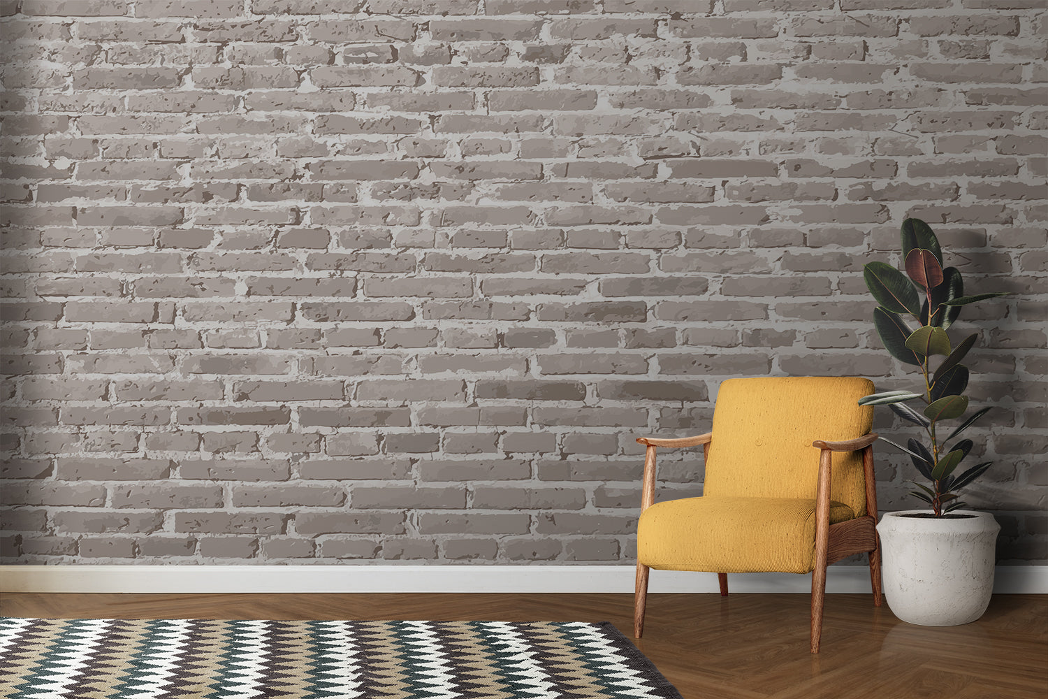 Papier Peint Pierre - Mur de Briques Beige Sablé