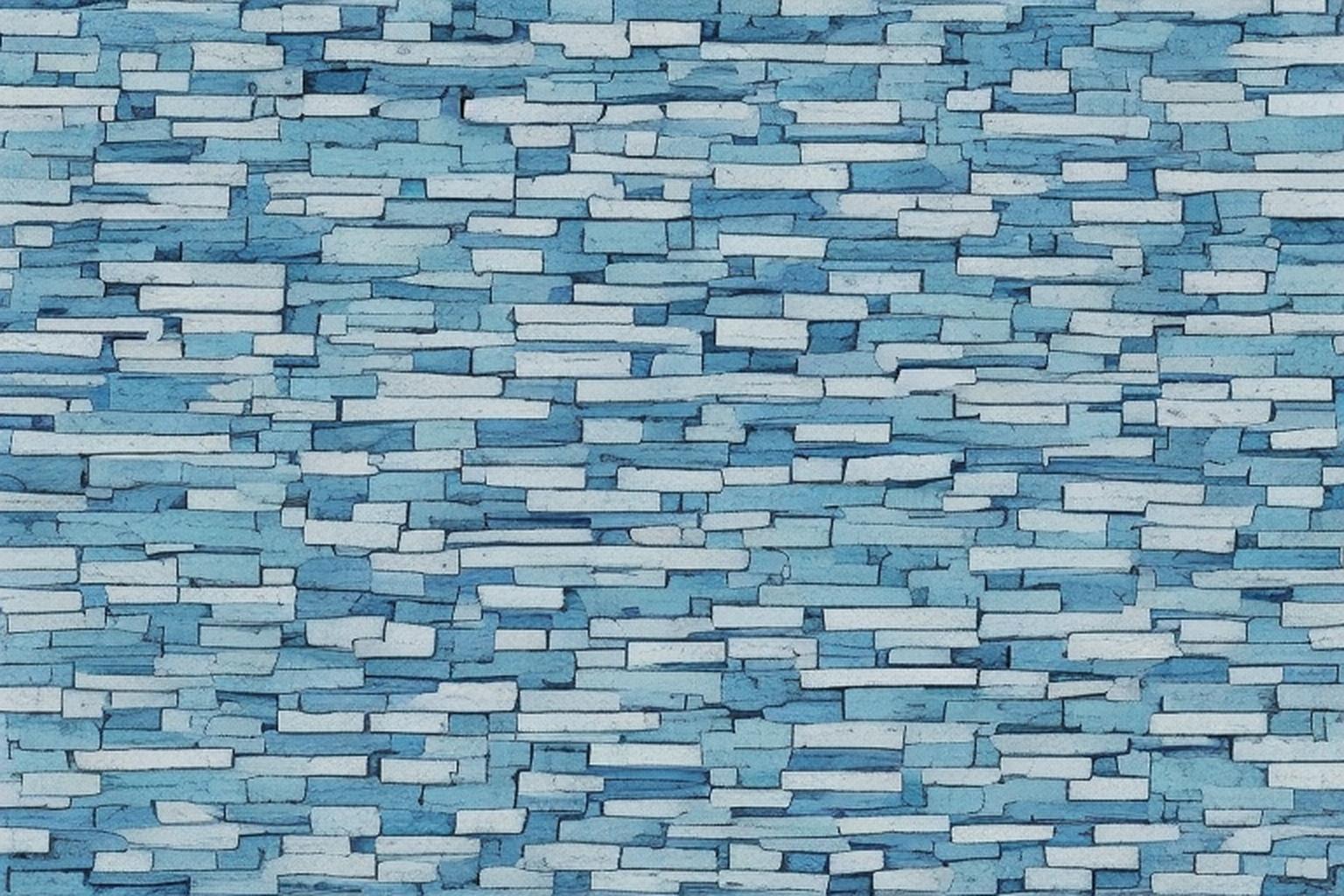 Papier Peint Pierre - Mur de Briques Bleues Pastel