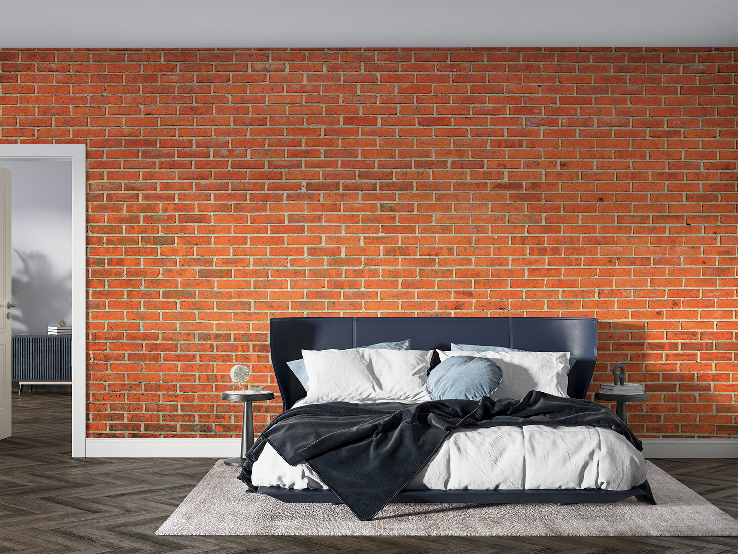 Papier Peint Pierre - Mur de Briques Orange Solaire