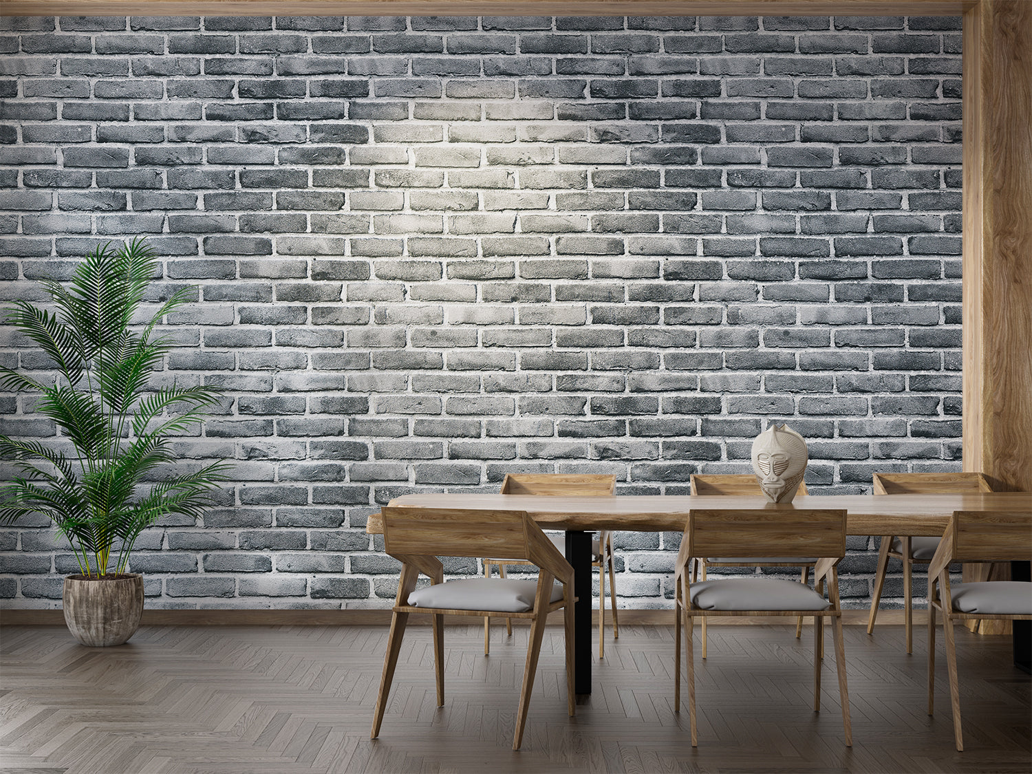 Papier Peint Pierre - Mur de Briques Grises et Lumière