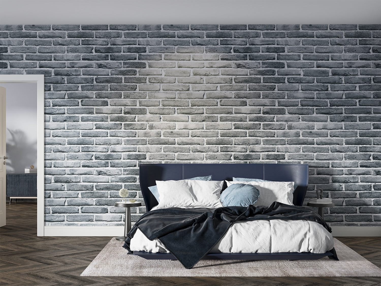Papier Peint Pierre - Mur de Briques Grises et Lumière