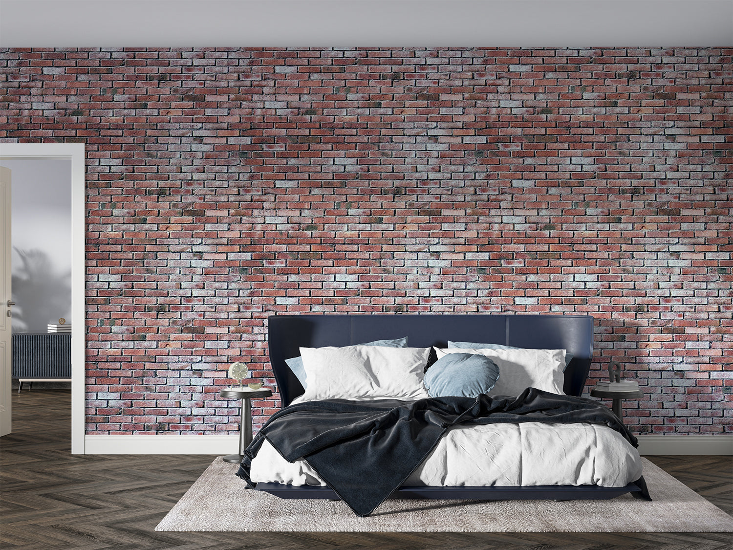 Non-woven wallpaper, trompe l'oeil brick effect