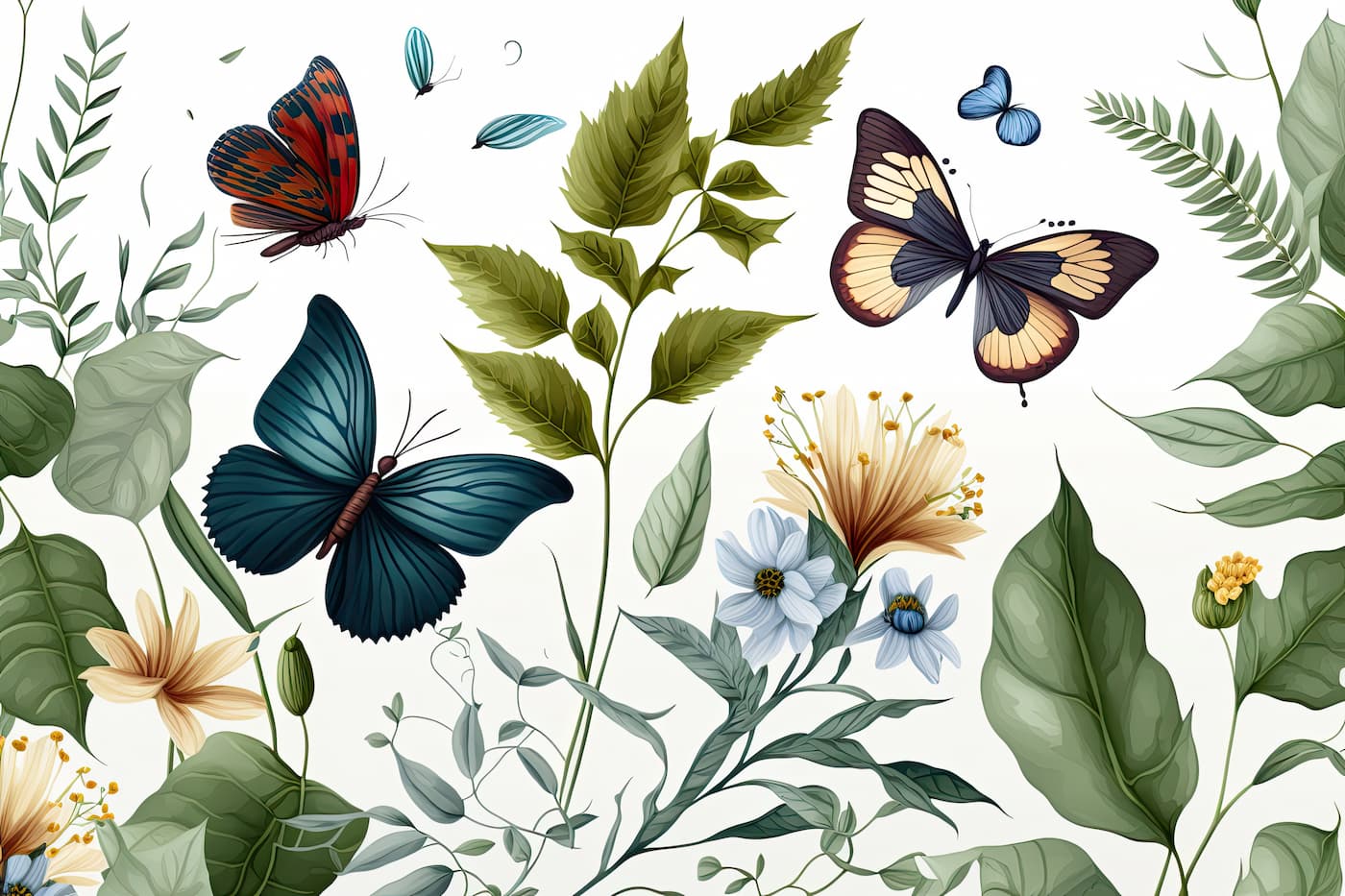 Floral Wallpaper - Ballet of Butterflies and Flowers