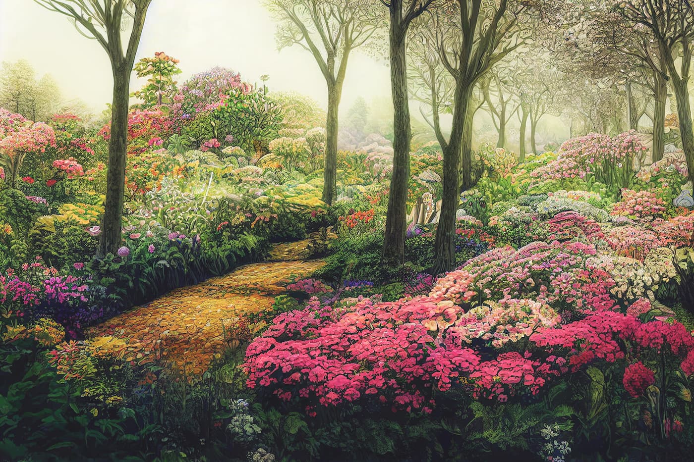 Floral Wallpaper - Enchanted Flower Path