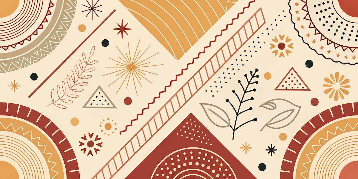 Papier peint géométrique - rosaces et motifs ethniques terracotta