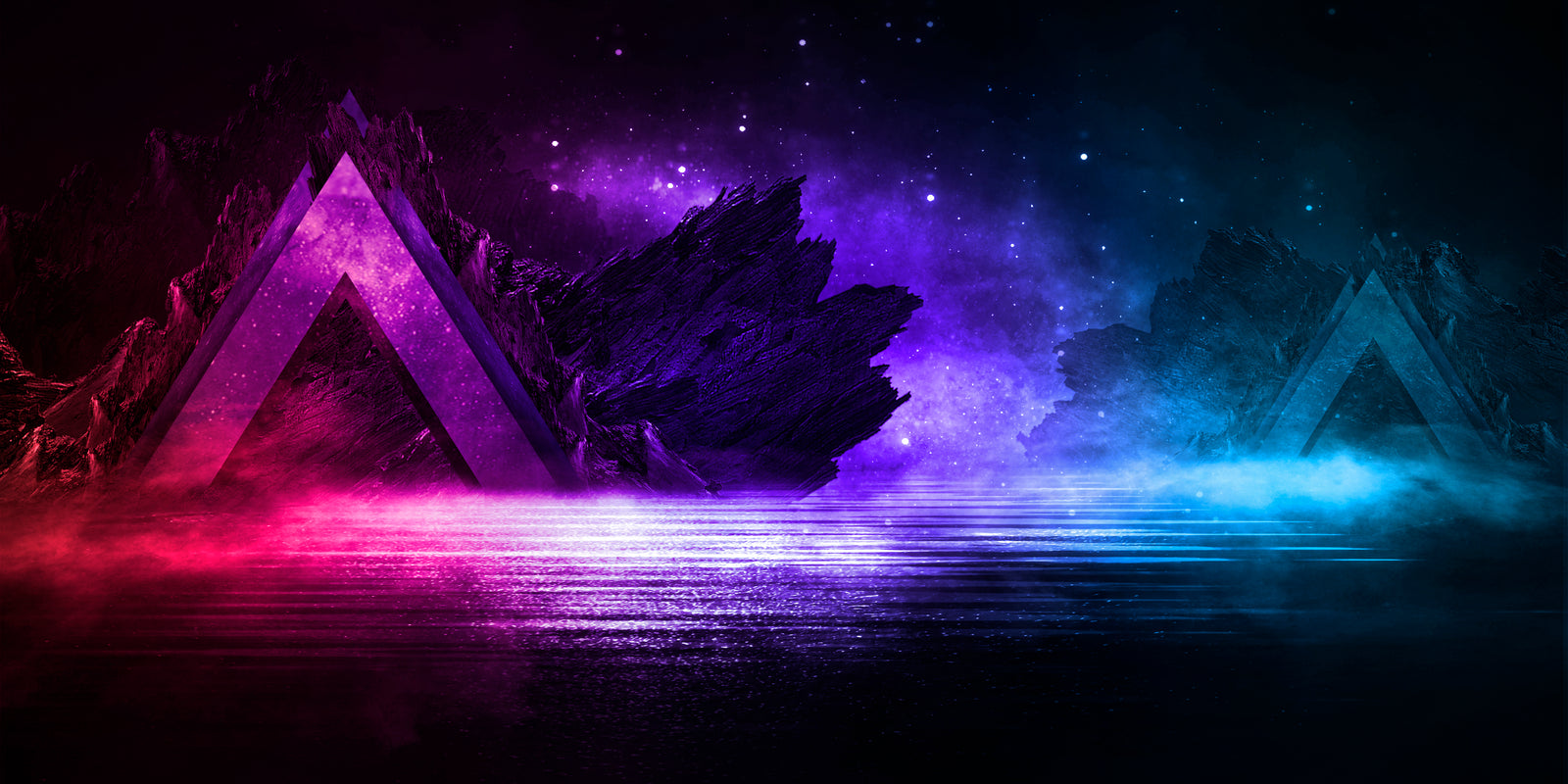 Papier Peint Synthwave - Aurores Digitales Violet & Cyan