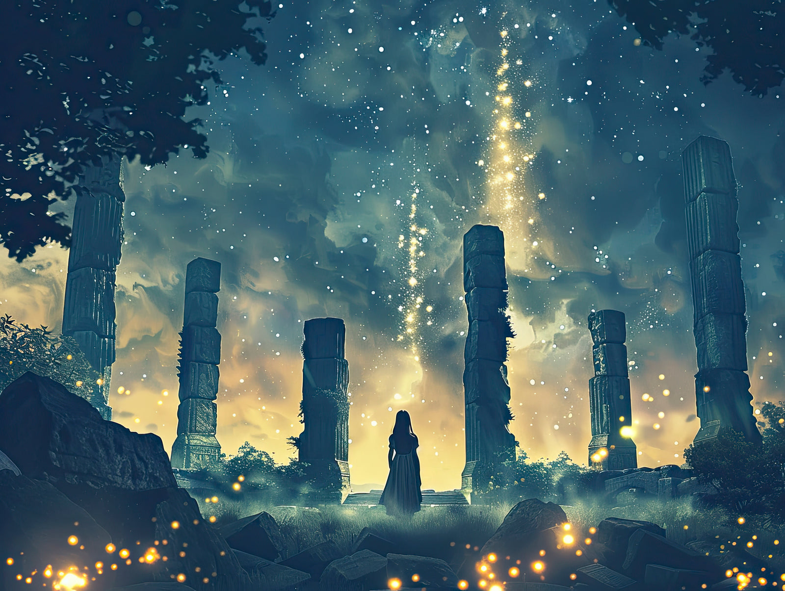 Papier Peint Fantasy - Cercle Céleste des Anciennes Pierres