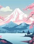 Papier Peint Illustration - Montagne Enneigée Et Lac