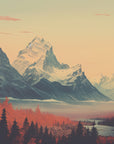 Landscape wallpaper – retro mountains and forest