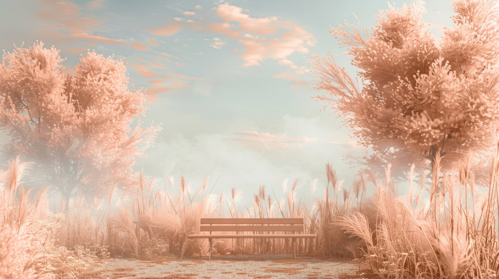 Nature wallpaper – misty pastel meadow