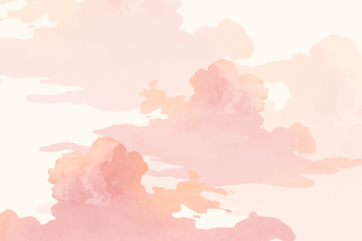 Abstract behang - Pastelwolken in aquarel