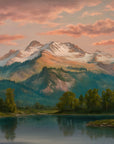 Landscape wallpaper – painted lake and peaks