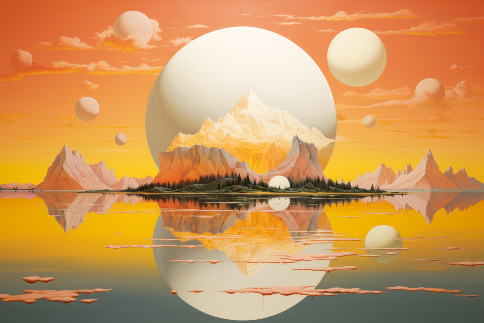 Papier peint Surréaliste – monde solaire onirique