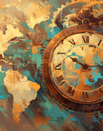 Travel Wallpaper – World Map and Vintage Clock