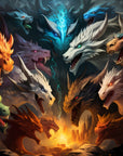 Papier peint Fantaisie – dragons élémentaires
