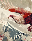Papier peint animaux - aigle rouge volant au-dessus des montagnes embrumées