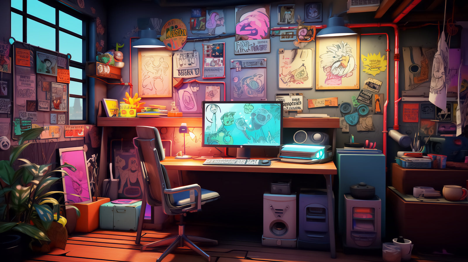 Papier Peint Artist Room - Atelier Créatif Graphique