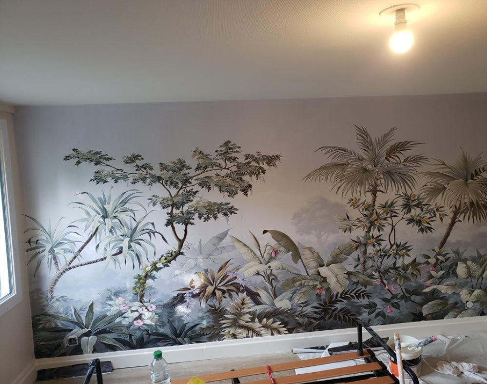 Papier Peint Imitation- Planches de Bois Beige