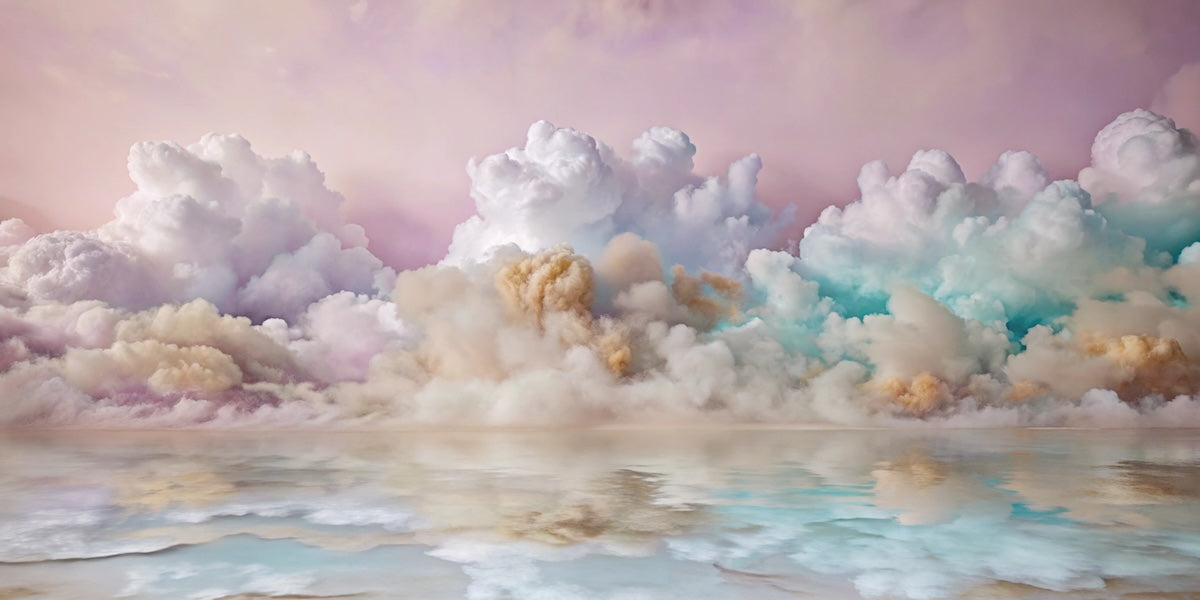 Papier peint nature - nuages colorés se reflétant sur l'eau