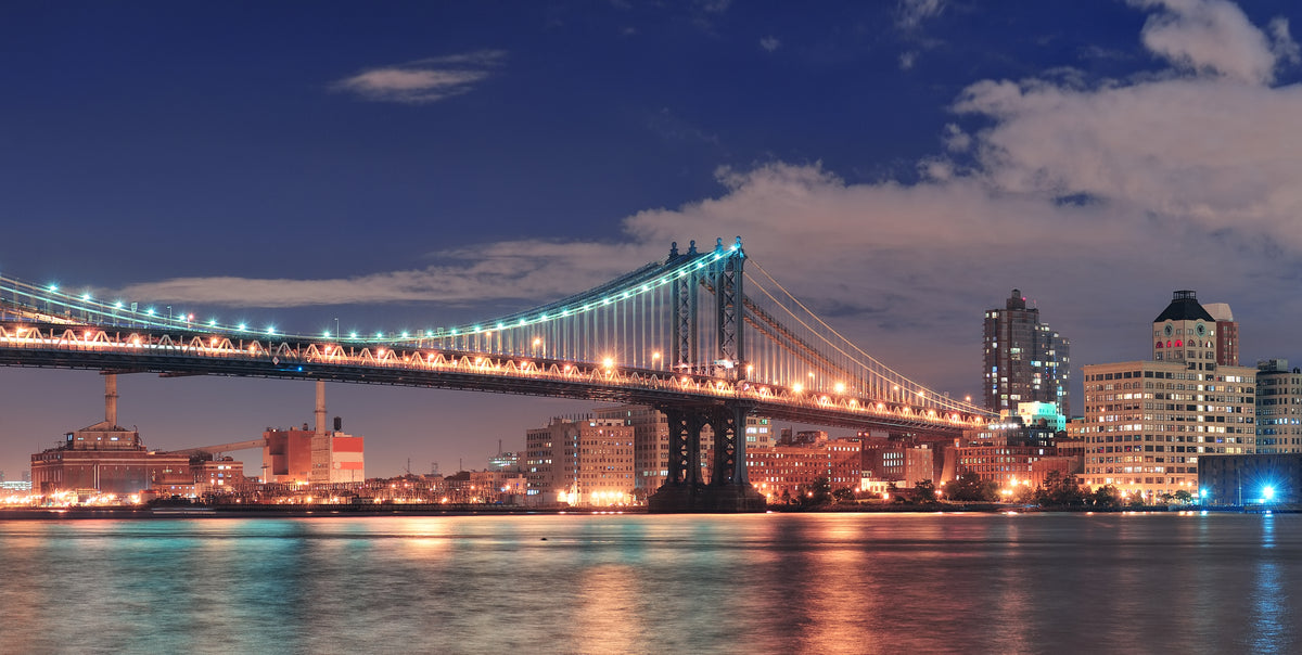 Papier peint ville - Pont de Manhattan illuminé la nuit