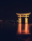 Japanese wallpaper – illuminated torii at night