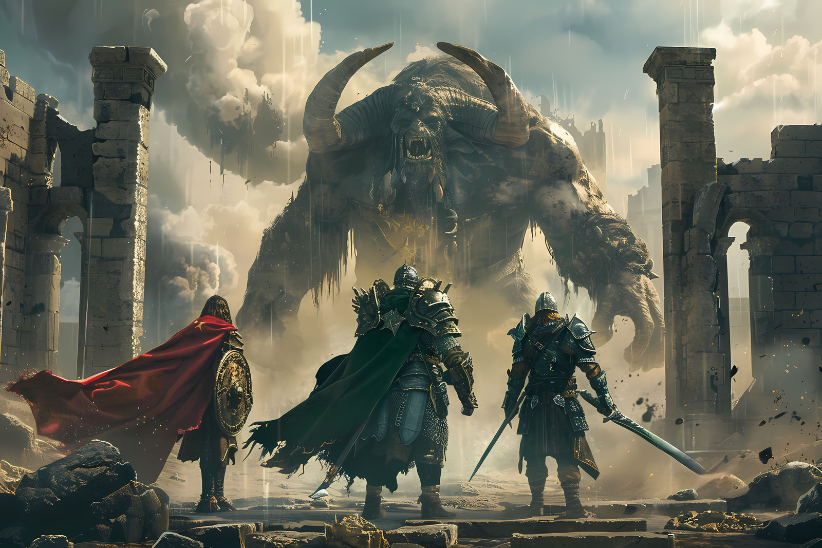 Papier Peint Fantasy - Colosse des Ruines Oubliées