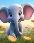Papier Peint Enfant - Adorable Petit Éléphant