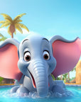 Papier Peint Enfant - Bébé Éléphant Dans L’eau