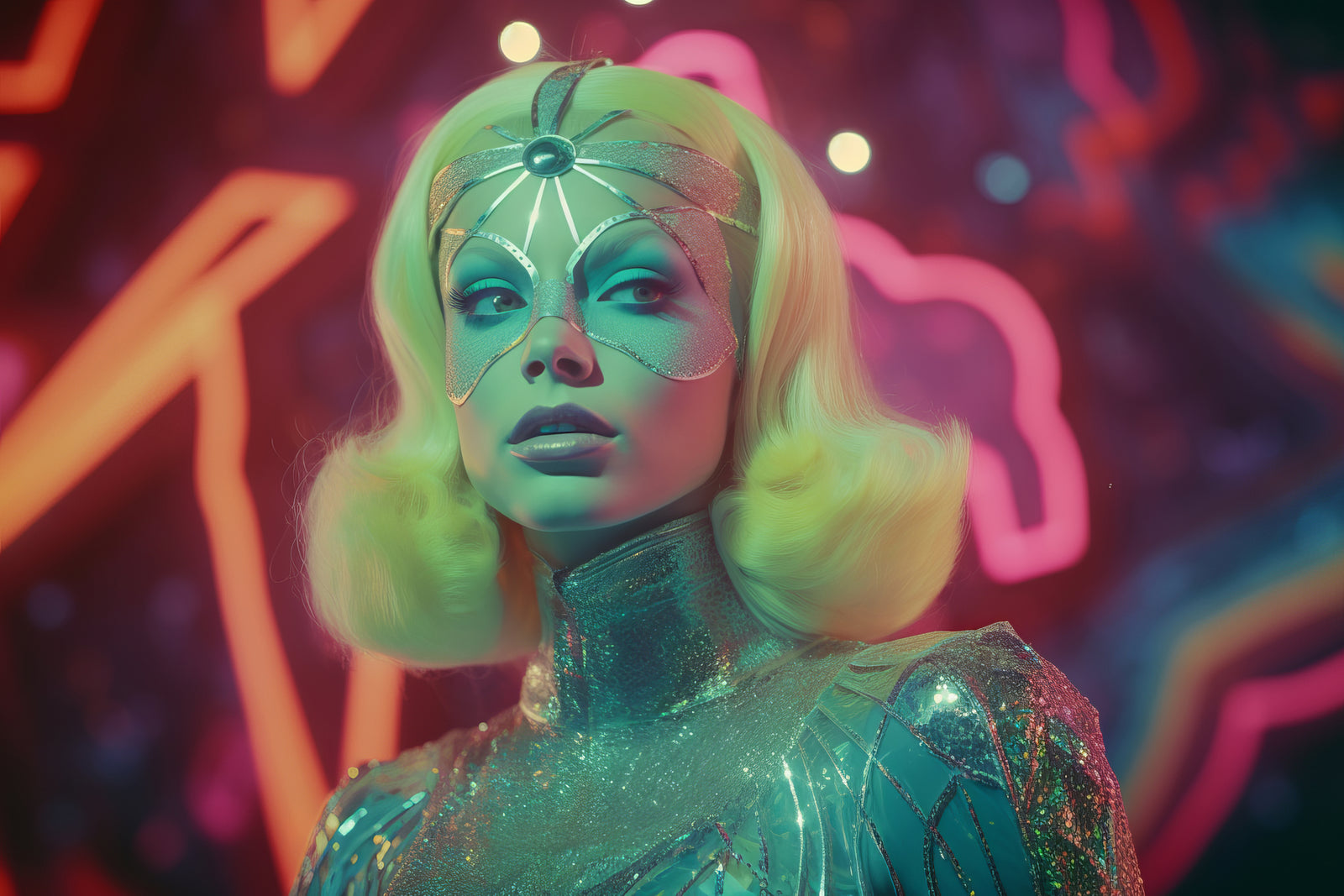 Papier Peint Néon Retro Futuriste - Impératrice Galactique