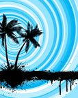 Papier peint tropical – Palmiers graphiques bleus