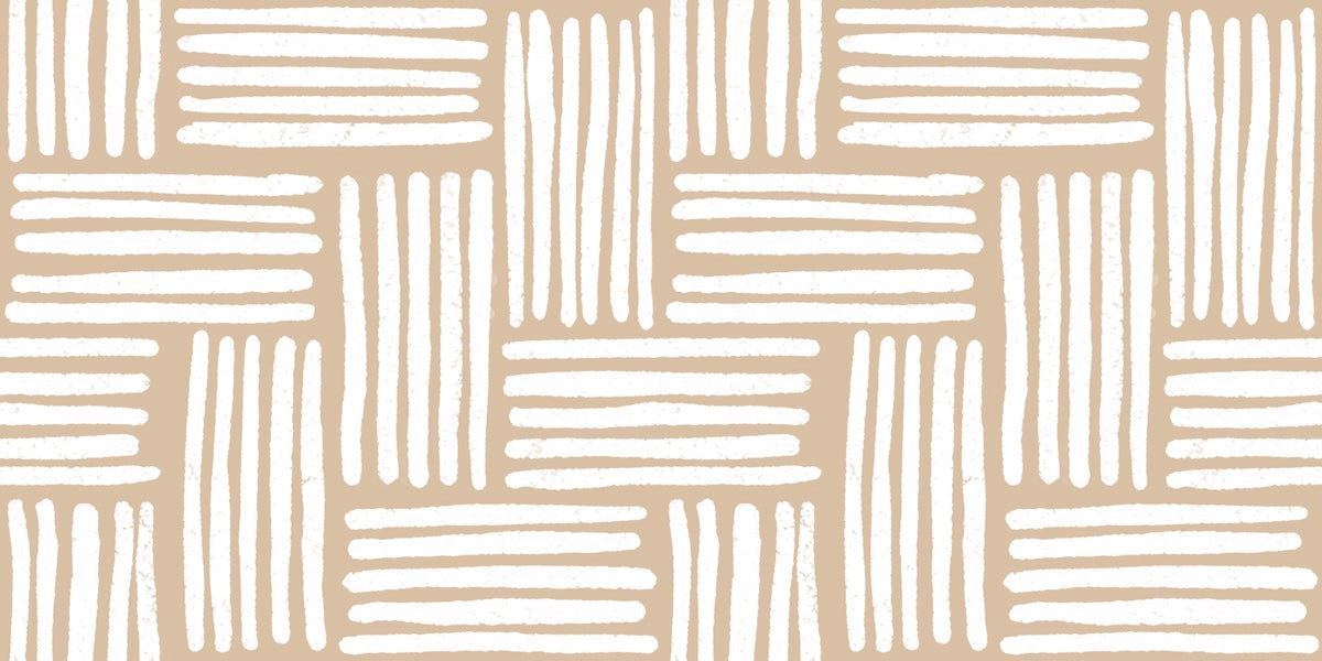 Papier peint géométrique - lignes croisées effet cannage beige