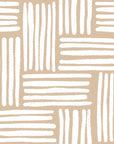 Papier peint géométrique - lignes croisées effet cannage beige