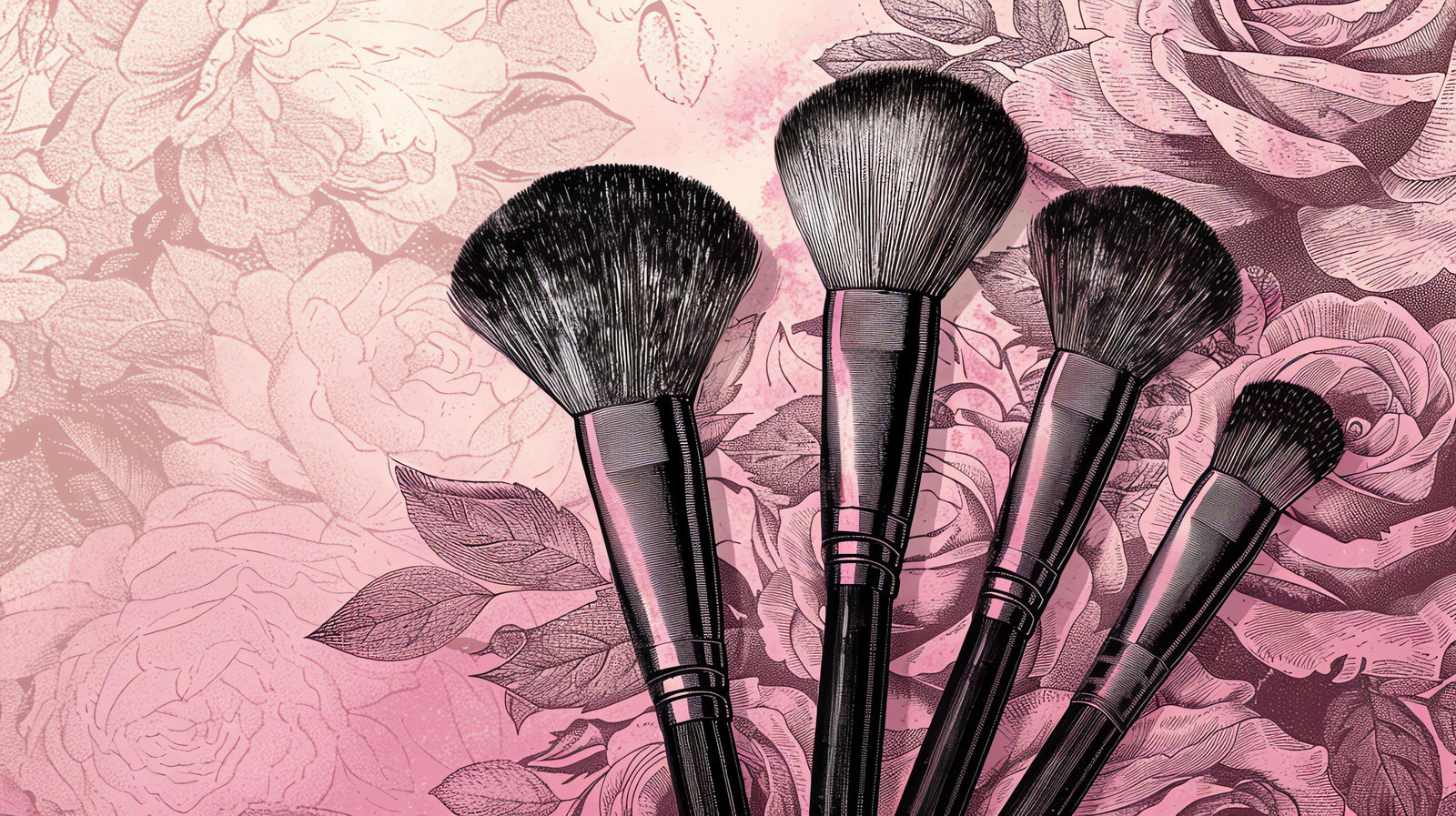 Papier peint beauté – Pinceaux sur fond rose