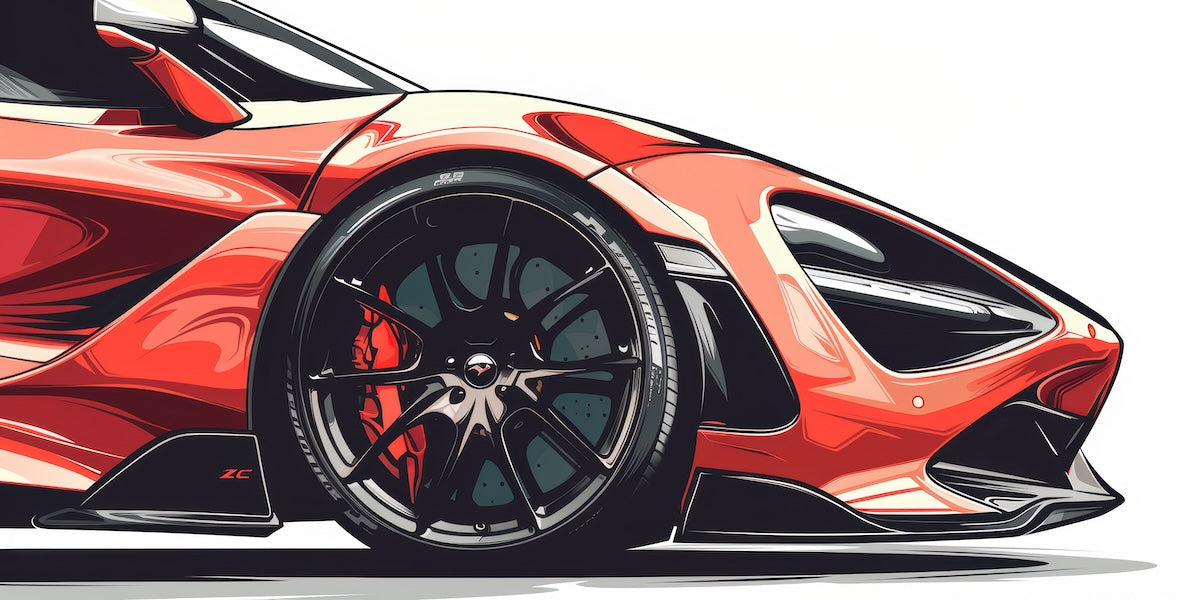 Papier peint voitures - gros plan sur une voiture de sport rouge