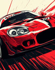 Papier peint voitures - bolide de course rouge et blanc sur piste