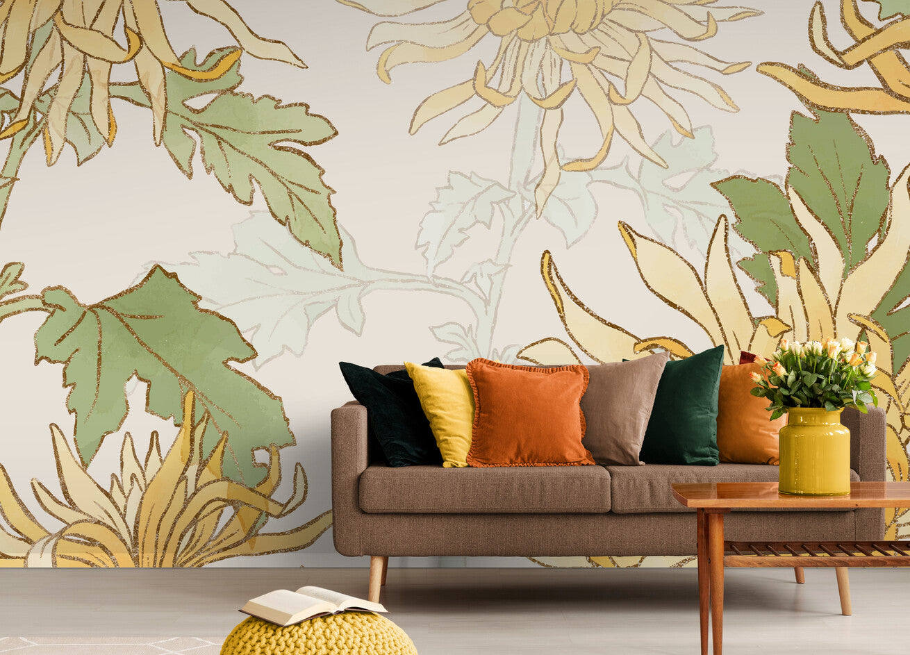 Japanese Wallpaper - Elegant Chrysanthemums