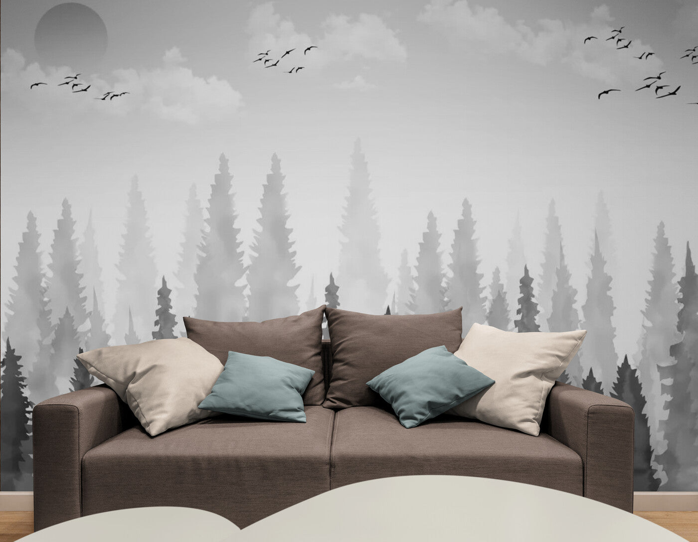 Black and White Wallpaper - Misty Forest