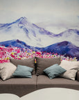 Mountain Wallpaper - Watercolor Floral Landscape