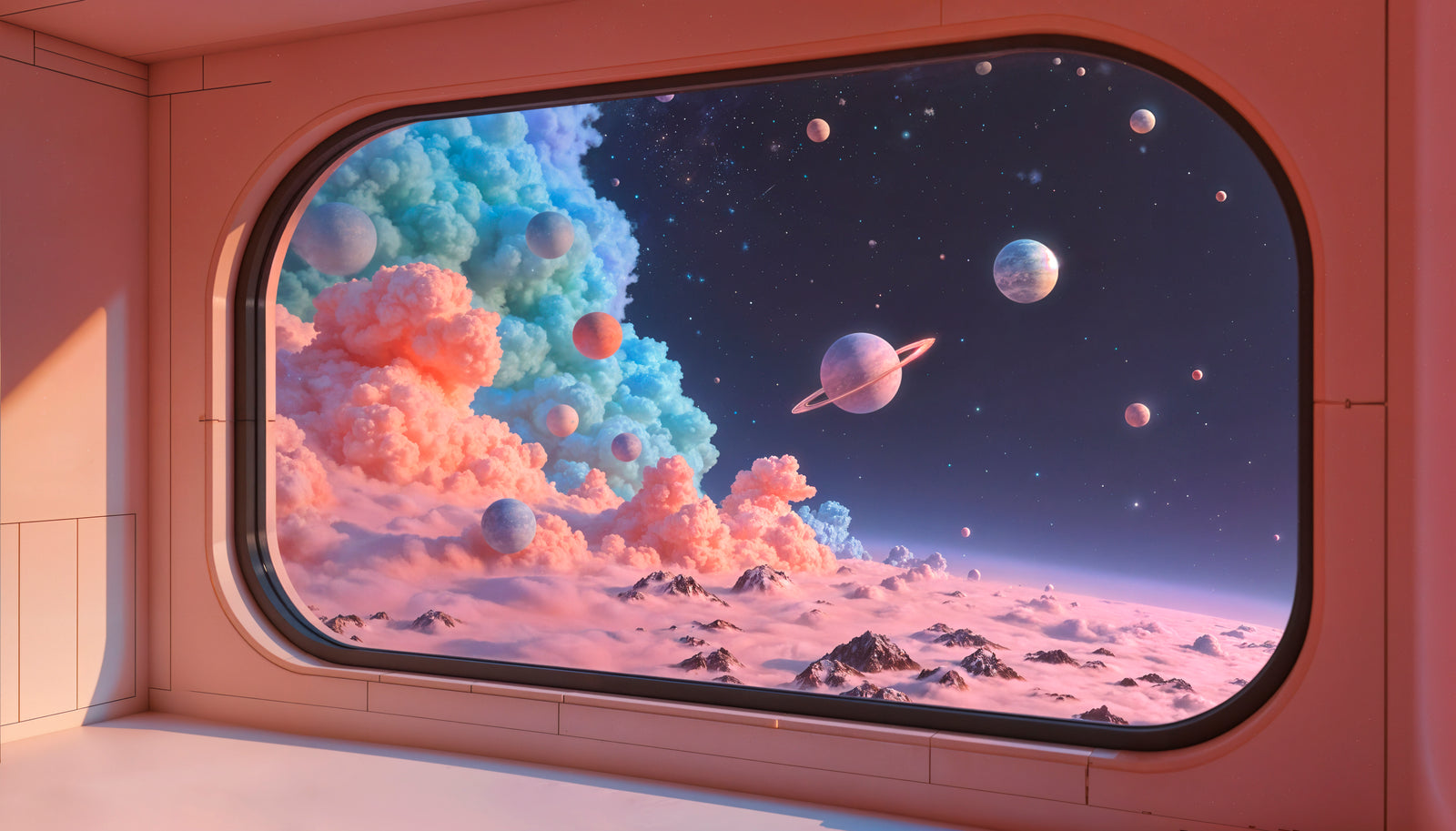 papier peint espace - nuages cosmiques pastel