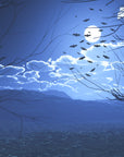 Party Wallpaper – Blue Night Moon and Bats