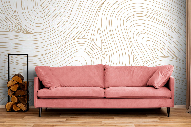 Abstract Wallpaper - Golden Lines on White Background