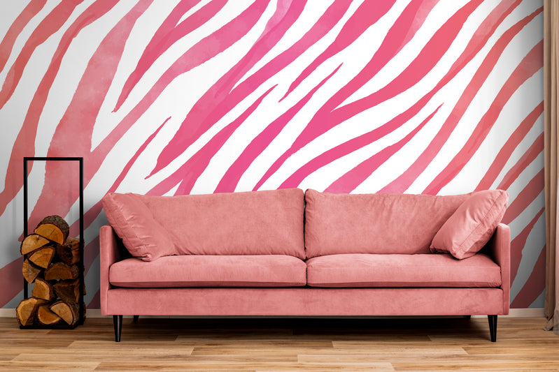 Papier Peint rayures - Zèbre Rose