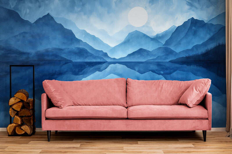Papier Peint Art Abstrait - Paysage Bleu